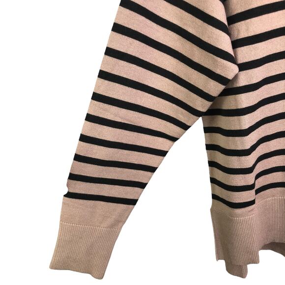 2 Piece Set Womens M Brown Striped Knit Pullover Sweater Wide Leg Pants - Picture 5 of 10